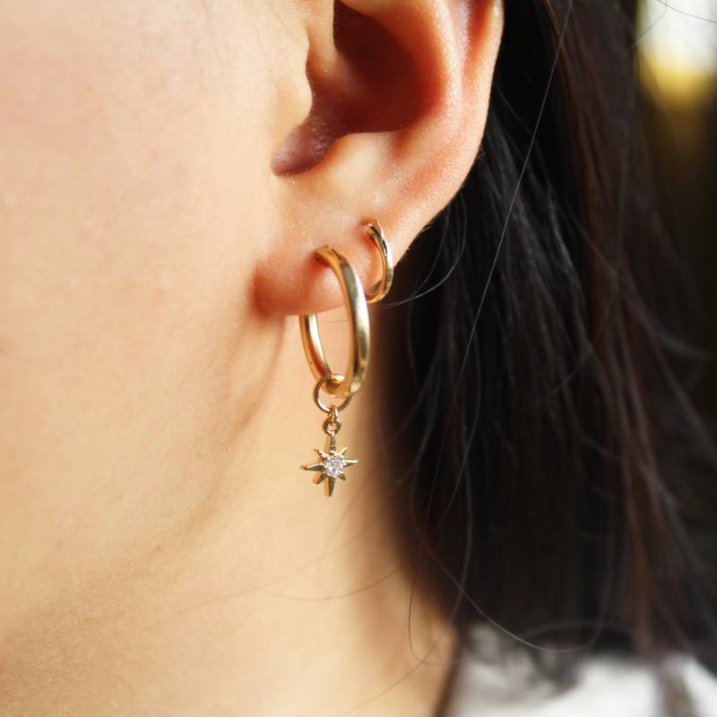 Konstellation Stern Ohrringe - Gold Hoop Creolen Filled Geschenk Für Sie Star von shopluminjewelry