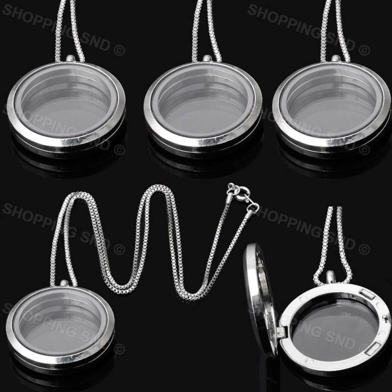 Rubyca Silber Speicher Medaillon Halskette, Leben Schwimmende Charm Medaillon, Glas Anhänger Für Charms, 20" Länge Von 50cm-Kette Rubyca Silber Speicher Medaillon Halskette, Leben Schwimmende Charm Medaillon, Glas Anhänger Für Charms, 20" Länge Von 50cm-Kette von shoppingSND