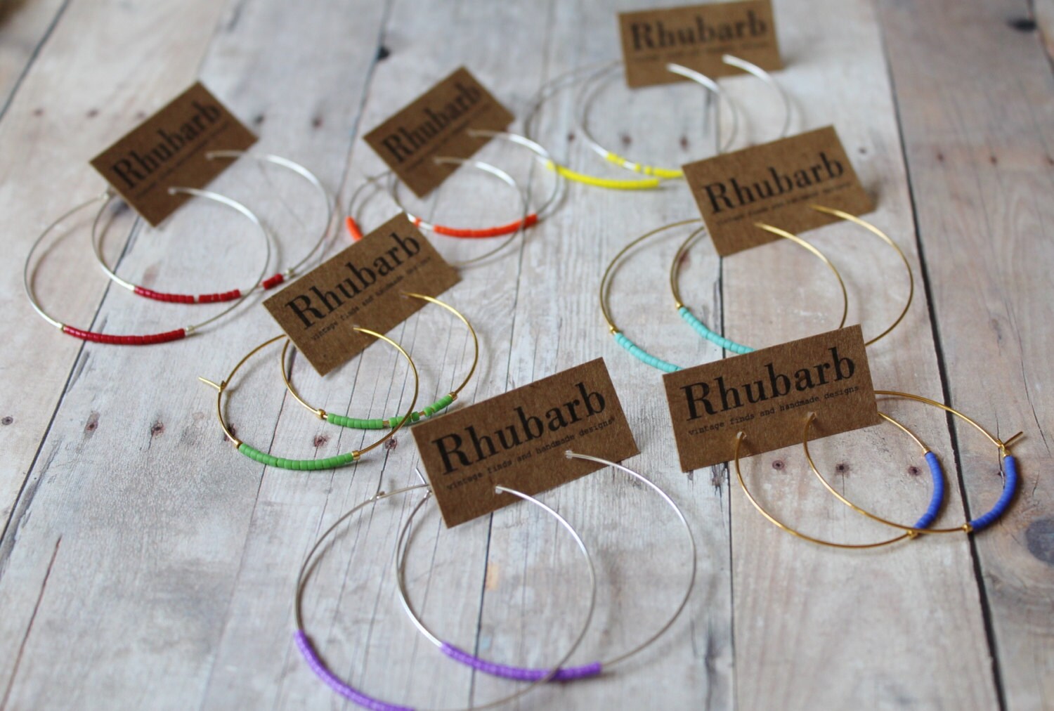 Creolen, Farbige Rocailles Gold von shoprhubarb