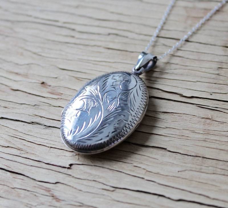 Große Vintage Oval Sterling Silber Medaillon, Medaillon von shoprhubarb