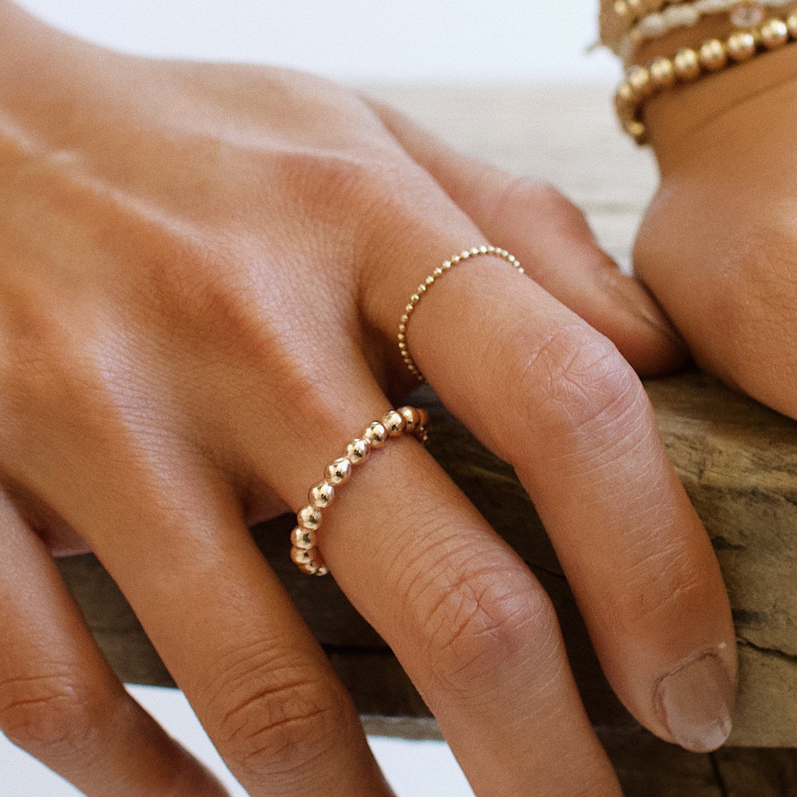 14K Gold Gefüllt Ring, 3mm Perlen Stapel Dicker Ring von shopseewhy