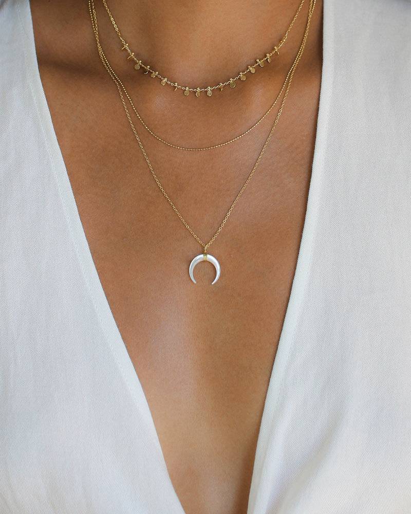 Gold Halskette, Layering Halskette Set, Geschichtete Upside Down Mond Horn Doppel Halbmond von shopseewhy