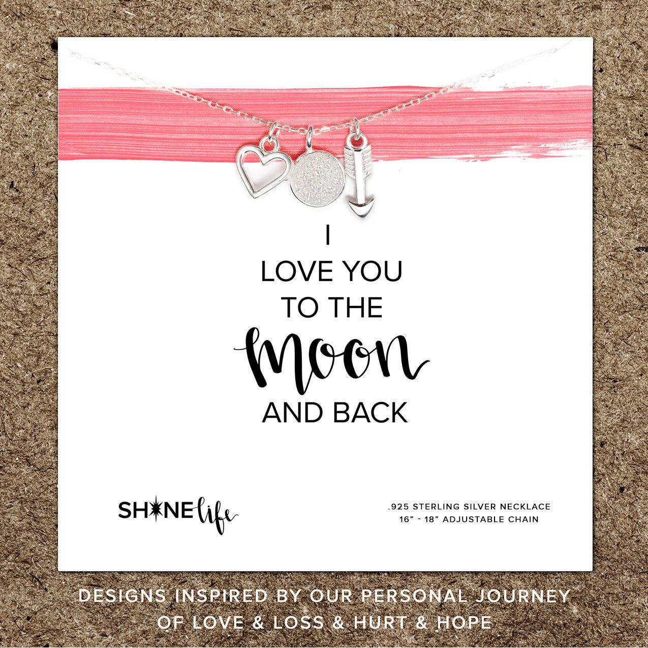 Mond & Zurück Halskette Herz Pfeil Druzy Liebe Sie Zum Und Zurück Mama Tochter Oma Bff Sterling Silber Verpackt Inspirierendes Geschenk von shopshinelife