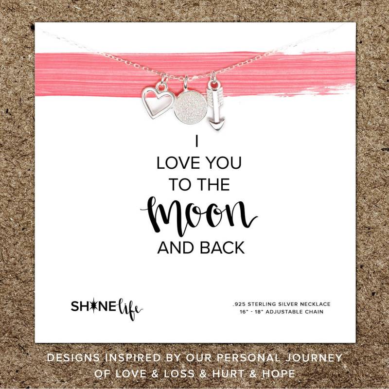 Mond & Zurück Halskette Herz Pfeil Druzy Liebe Sie Zum Und Zurück Mama Tochter Oma Bff Sterling Silber Verpackt Inspirierendes Geschenk von shopshinelife
