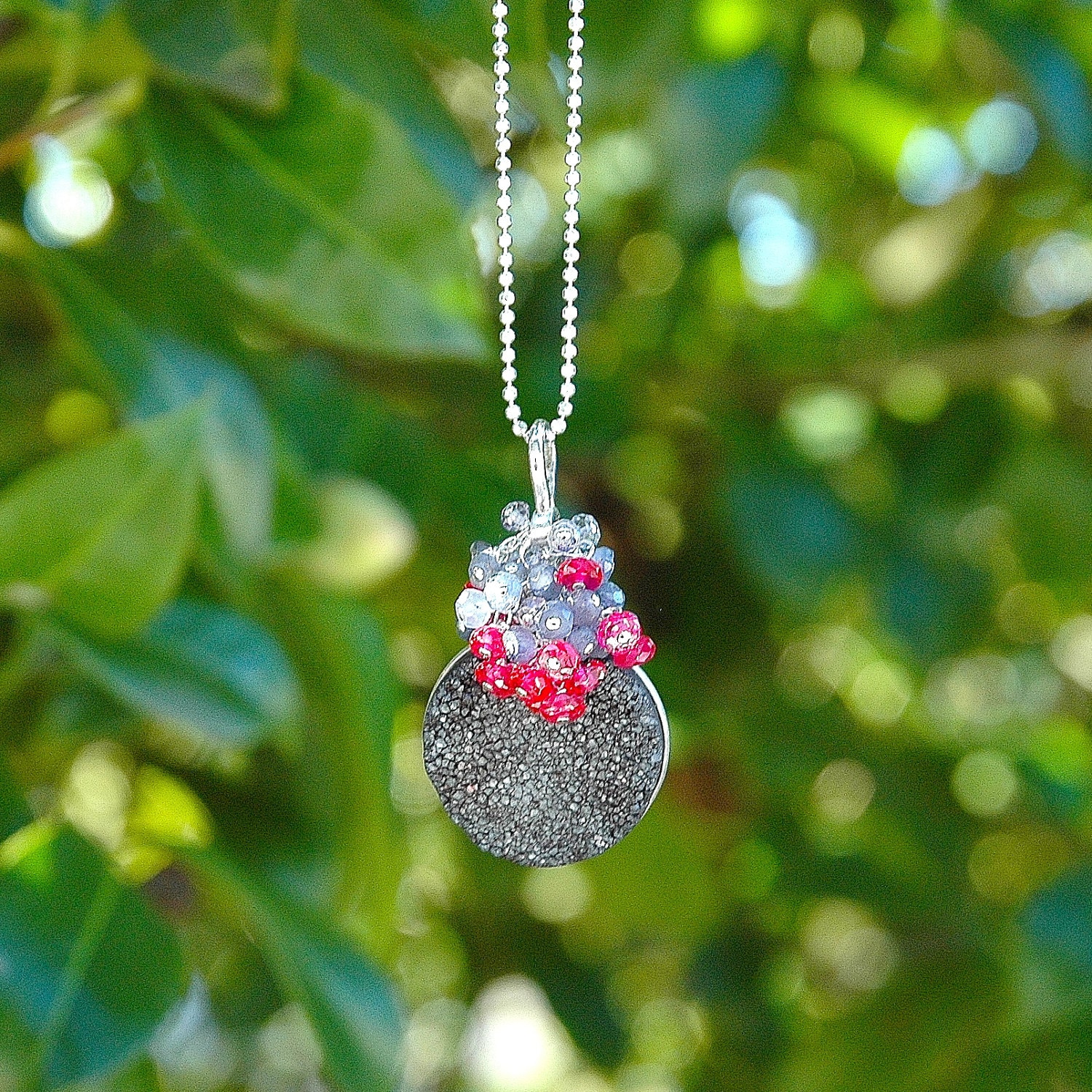 Dunkelblau Druzy Cluster Pendant/Labradorit Halskette Magenta Quarz Sterling Silber Draht Gewickelt Grau Rosa Geschenke Für Sie von shopshrew