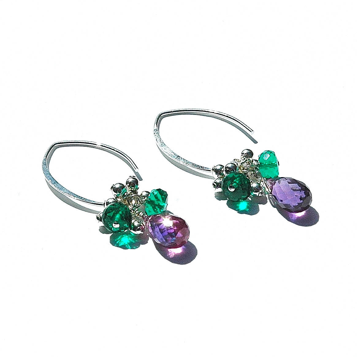 Ohrringe Sterling Silber "Violet" Baumeln/Quarz Teardrops Lila Grün Draht Gewickelt Geschenke Für Sie Muttertag Geschenk Ooak von shopshrew