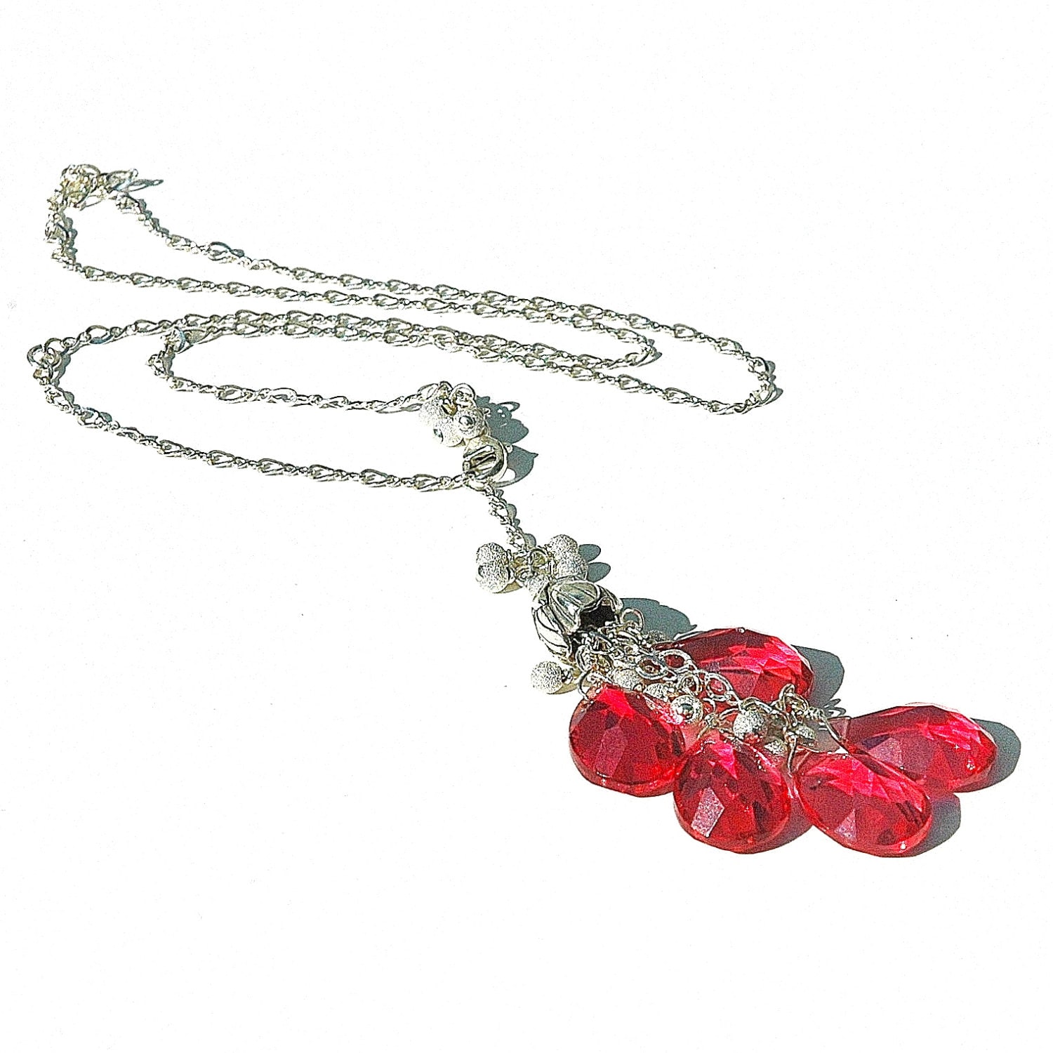 Rosa Quarz Quaste Halskette/Teardrop Anhänger Sterling Silber Verstellbar Draht Gewickelt Boho Geschenke Für Ihr Cotton Candy Ooak von shopshrew