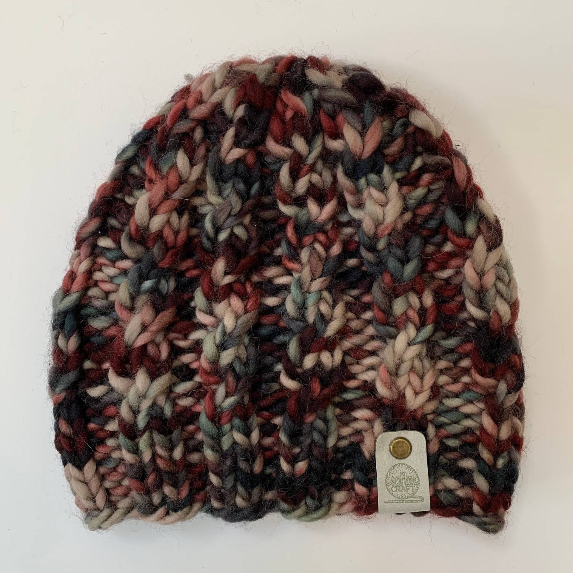 Handgestrickte Grobstrick Wolle Wintermütze - Rot, Grün Petrol Erwachsene von shopsoftercraft