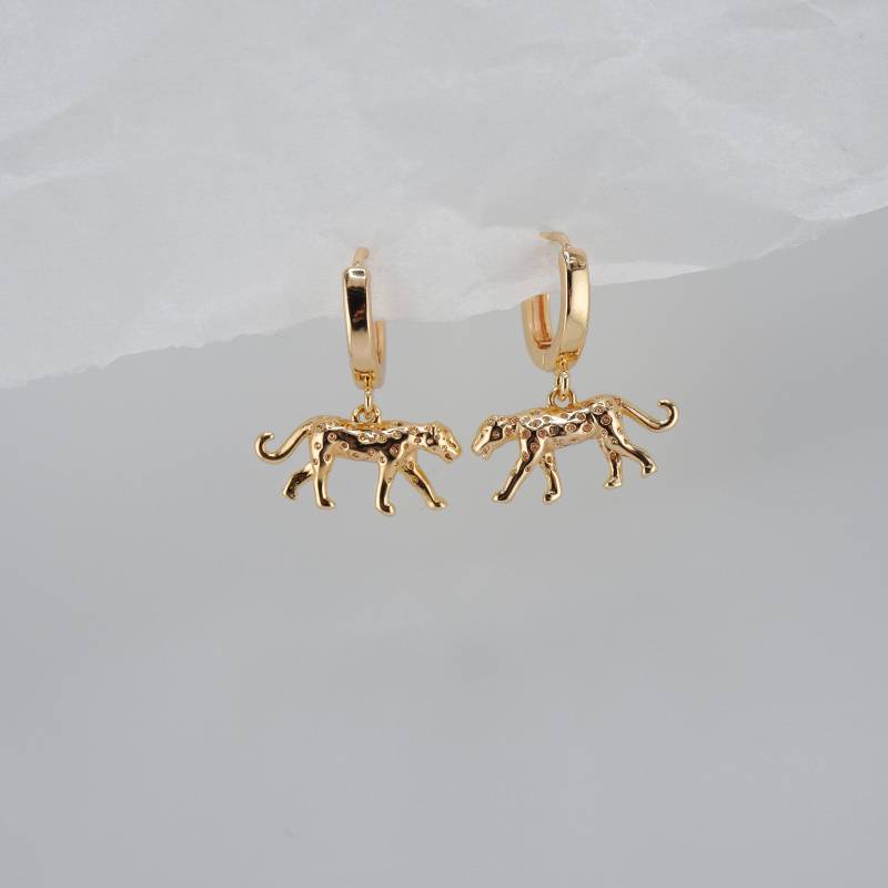 Leopard Creolen - Baumeln Ohrringe Mit Tier Anhänger, Einzigartiges Schmuck Geschenk Für Sie, Handgemachte Wildtier-Inspirierte Statement von shopwildmeadow