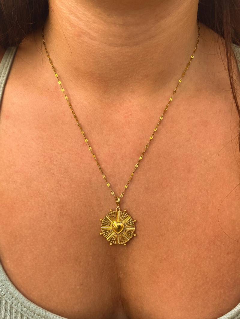 strahlende Heartburst Anhänger-Halskette in 18K Vergoldung Geschenk Für Sie Wasserdichter Schmuck von shopwildmeadow