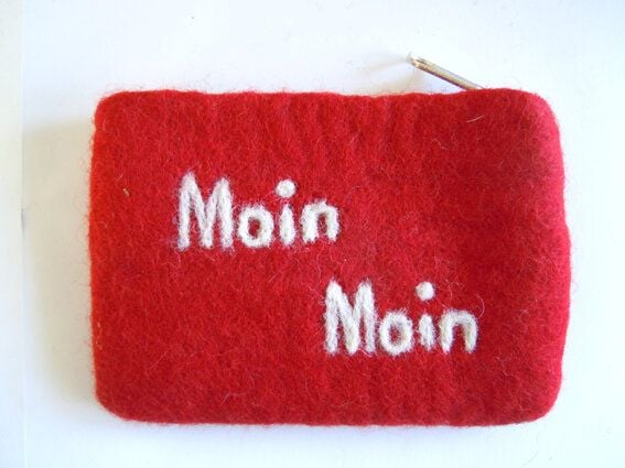 short'n'pietz handgefilztes Portemonnaie mit Reißverschluß aus 100% Schafswolle von short'n'pietz