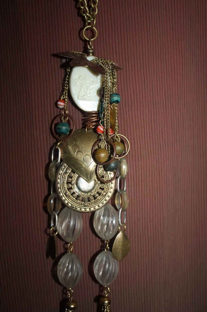 Showdiva Designs Whimsy Frau Halskette Mit Antiken Kamee Gesicht Perlen Dreads Vintage Schmuck Arme Beine Körper von showdiva