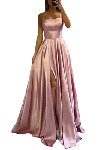 shownicer Abschlusskleid Damen Off Shoulder Lang Elegant Hochzeit Vintage A-Linie Partykleid Lang Abendkleider Schlitz Cocktailkleid Festkleider Brautkleid Ballkleider A Rosa S von shownicer