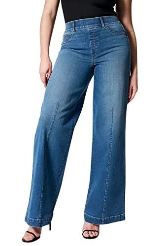 shownicer Baggy Jeans Damen High Waist Jeanshosen Weites Bein Stretch Jeans Straight Jeans Hosen Casual Lose Damenhose Freizeithose Wide Leg Denim Pants Used-Look Große Größe B Blau S von shownicer