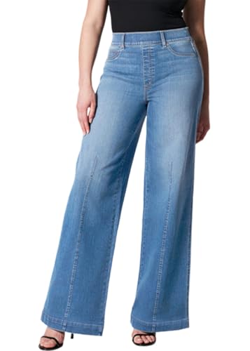 shownicer Baggy Jeans Damen High Waist Jeanshosen Weites Bein Stretch Jeans Straight Jeans Hosen Casual Lose Damenhose Freizeithose Wide Leg Denim Pants Used-Look Große Größe B Hellblau M von shownicer