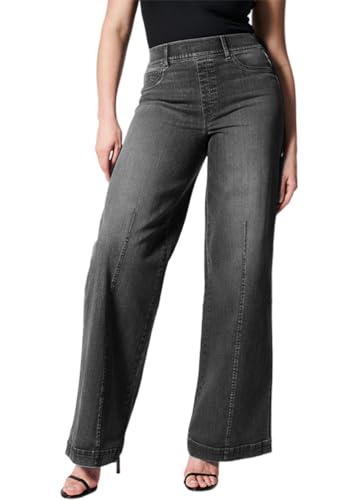 shownicer Baggy Jeans Damen High Waist Jeanshosen Weites Bein Stretch Jeans Straight Jeans Hosen Casual Lose Damenhose Freizeithose Wide Leg Denim Pants Used-Look Große Größe B Schwarz 3XL von shownicer