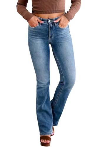 shownicer Baggy Jeans Damen High Waist Jeanshosen Weites Bein Stretch Jeans Straight Jeans Hosen Casual Lose Damenhose Freizeithose Wide Leg Denim Pants Used-Look Große Größe E Dunkelblau XL von shownicer