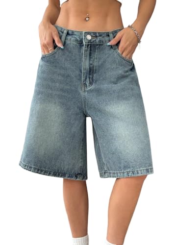 shownicer Bermuda Shorts Damen Jeans Shorts Sommer Kurze Hose High Waist Kurze Jeans Bermuda Knielang Jorts Baggy C Blau M shownicer Bermuda Shorts Damen Jeans Shorts Sommer Kurze Hose High Waist Kurze Jeans Bermuda Knielang Jorts Baggy C Blau M von shownicer