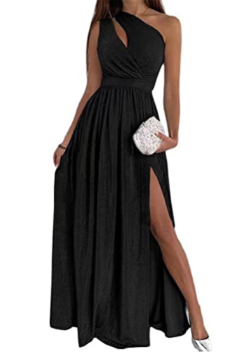 shownicer Damen Abendkleid Hochzeit Brautjungfernkleid Bodenlang Partykleid Cocktailkleid Wickelkleid V-Ausschnitt Festlich Kleid Rückenfrei Neckholder Maxikleid Strandkleid Z Schwarz L von shownicer