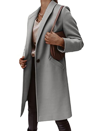 shownicer Damen Blazer Winter Mantel Elegant Warm Wintermantel Wollmantel Steppmantel Knopf Klassische Vintage Revers Schlack Slim Fit Trenchcoat mit Taschen A Grau XS shownicer Damen Blazer Winter Mantel Elegant Warm Wintermantel Wollmantel Steppmantel Knopf Klassische Vintage Revers Schlack Slim Fit Trenchcoat mit Taschen A Grau XS von shownicer