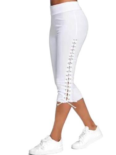 shownicer Damen Capri 3/4 Hose Caprihose Sommer Bermuda Stretch Stoffhose Sommerhose Knielang Leggings Freizeithose Relaxhose Sportleggings Yogahose Weiß L shownicer Damen Capri 3/4 Hose Caprihose Sommer Bermuda Stretch Stoffhose Sommerhose Knielang Leggings Freizeithose Relaxhose Sportleggings Yogahose Weiß L von shownicer