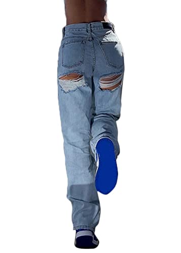 shownicer Damen Cargohose Baggy Low Waist Cargo Jeans Gerade Breites Bein Denim Hosen Y2k Aesthetic Vintage Jeanshosen 90er Streetwear X7 Blau S von shownicer