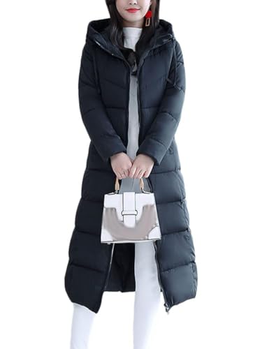 shownicer Damen Daunenjacke Lang Mantel Warm Wintermäntel Mit Kapuze Winter Langarm Winddichter GemüTlich Mantel Outdoorjacke Steppjacke A Schwarz L von shownicer