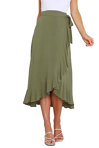 shownicer Damen Einfarbig Langer Rock Hohe Taille Sommer Leicht Wickel Maxiröcke Mit Schlitz Wickelrock Freizeitrock Midi Rock A Armeegrün L shownicer Damen Einfarbig Langer Rock Hohe Taille Sommer Leicht Wickel Maxiröcke Mit Schlitz Wickelrock Freizeitrock Midi Rock A Armeegrün L von shownicer