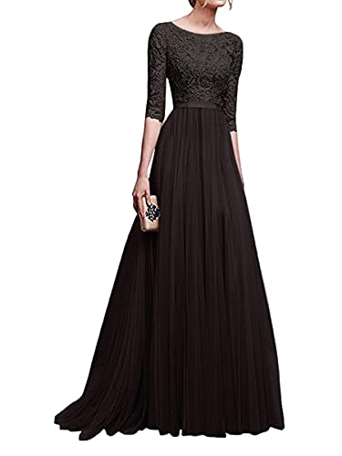 shownicer Damen Elegant A-Linie V-Ausschnitt Abendkleid Paillettenkleid Partykleid Kurzarm Cocktailkleid Brautjungfer Hochzeit Glitzer Maxikleid Ballkleid A Schwarz 48 von shownicer
