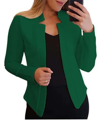 shownicer Damen Elegant Langarm Blazer Sakko Blazerjacke Einfarbig Slim Fit Revers Geschäft Büro Jacke Kurz Mantel Anzüge Bolero Mit Knopfleiste C Grün S von shownicer