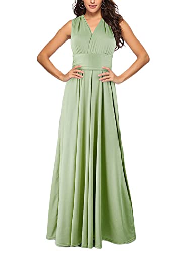 shownicer Damen Elgant Lange Abendkleider Multiway Brautjungfernkleid Wickelkleid V-Ausschnitt Cocktailkleid Bodenlang Partykleid Rückenfrei Neckholder A Linie Maxikleid Ballkleid 22 Grün S von shownicer