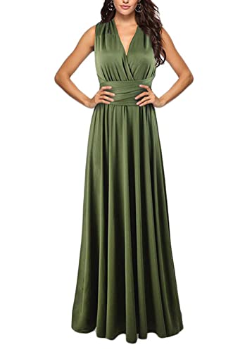 shownicer Damen Elgant Lange Abendkleider Multiway Brautjungfernkleid Wickelkleid V-Ausschnitt Cocktailkleid Bodenlang Partykleid Rückenfrei Neckholder A Linie Maxikleid Ballkleid 26 Grün S von shownicer