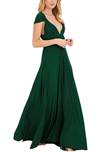 shownicer Damen Elgant Lange Abendkleider Multiway Brautjungfernkleid Wickelkleid V-Ausschnitt Cocktailkleid Bodenlang Partykleid Rückenfrei Neckholder A Linie Maxikleid Ballkleid 7 Grün S von shownicer