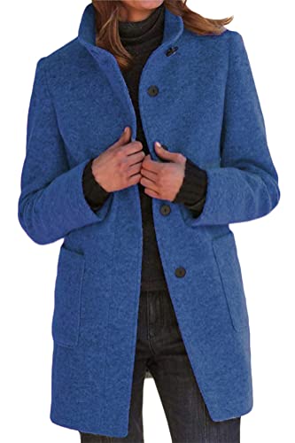 shownicer Damen Herbst Winter Mantel Trenchcoat Patchwork Langarm Cardigan Schlank Mantel Elegant Frauen Mode Lässige Outwear A Blau XL von shownicer