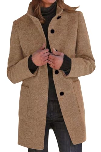 shownicer Damen Herbst Winter Mantel Trenchcoat Patchwork Langarm Cardigan Schlank Mantel Elegant Frauen Mode Lässige Outwear A Khaki L von shownicer