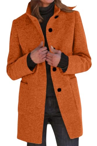 shownicer Damen Herbst Winter Mantel Trenchcoat Patchwork Langarm Cardigan Schlank Mantel Elegant Frauen Mode Lässige Outwear A Orange XL von shownicer