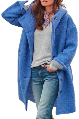 shownicer Damen Herbst Winter Mantel Trenchcoat Patchwork Langarm Cardigan Schlank Mantel Elegant Frauen Mode Lässige Outwear B Blau S von shownicer