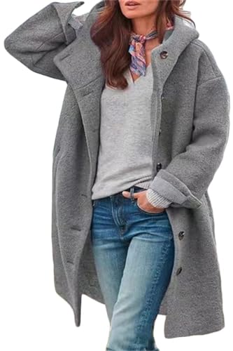 shownicer Damen Herbst Winter Mantel Trenchcoat Patchwork Langarm Cardigan Schlank Mantel Elegant Frauen Mode Lässige Outwear B Grau 3XL von shownicer