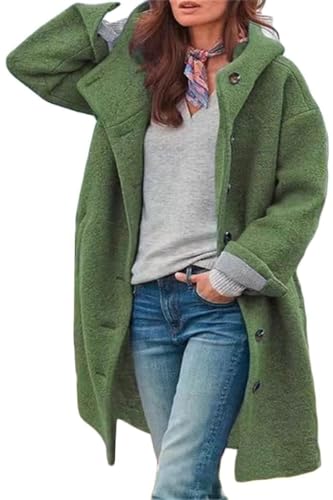 shownicer Damen Herbst Winter Mantel Trenchcoat Patchwork Langarm Cardigan Schlank Mantel Elegant Frauen Mode Lässige Outwear B Grün S von shownicer