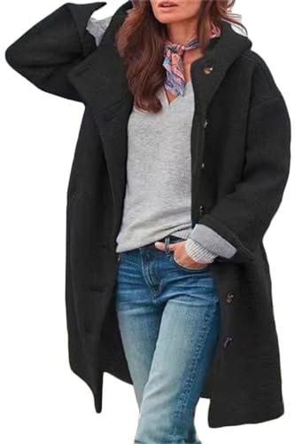 shownicer Damen Herbst Winter Mantel Trenchcoat Patchwork Langarm Cardigan Schlank Mantel Elegant Frauen Mode Lässige Outwear B Schwarz 3XL von shownicer