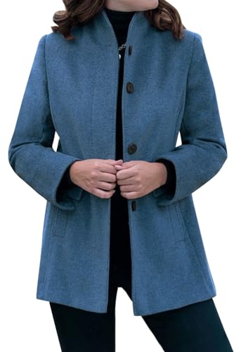 shownicer Damen Herbst Winter Mantel Trenchcoat Patchwork Langarm Cardigan Schlank Mantel Elegant Frauen Mode Lässige Outwear C Blau XL von shownicer