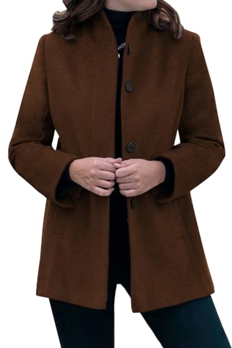 shownicer Damen Herbst Winter Mantel Trenchcoat Patchwork Langarm Cardigan Schlank Mantel Elegant Frauen Mode Lässige Outwear C Braun M von shownicer