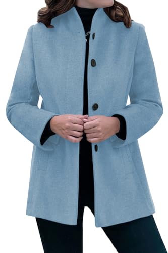 shownicer Damen Herbst Winter Mantel Trenchcoat Patchwork Langarm Cardigan Schlank Mantel Elegant Frauen Mode Lässige Outwear C Hellblau M von shownicer