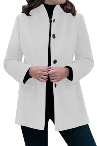 shownicer Damen Herbst Winter Mantel Trenchcoat Patchwork Langarm Cardigan Schlank Mantel Elegant Frauen Mode Lässige Outwear C Weiß S von shownicer