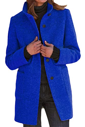 shownicer Damen Herbst Winter Warm Mantel Trenchcoat Patchwork Langarm Mantel Elegant Warm Lässige Outwear Winter Jacke A Dunkelblau XL von shownicer