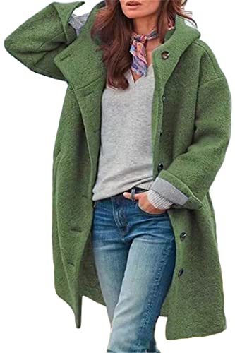 shownicer Damen Herbst Winter Warm Mantel Trenchcoat Patchwork Langarm Mantel Elegant Warm Lässige Outwear Winter Jacke B Grün M von shownicer