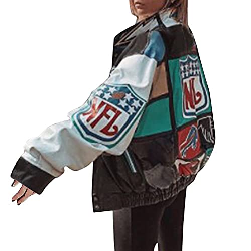 shownicer Damen Herren Jacken College Cargo Vintage Stickerei Winterparka Jacke Baseball Sportjacke Sweatjacke Unisex Patchwork Hoodies Mode Hip Hop Streetwear G Grün L von shownicer