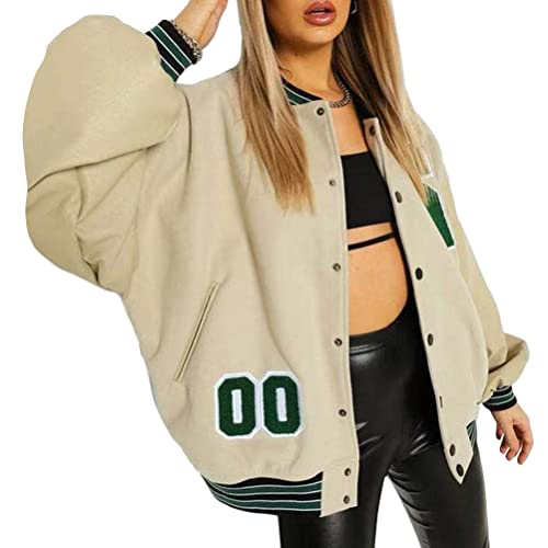 shownicer Damen Herren Jacken College Cargo Vintage Stickerei Winterparka Jacke Baseball Sportjacke Sweatjacke Unisex Patchwork Hoodies Mode Hip Hop Streetwear von shownicer