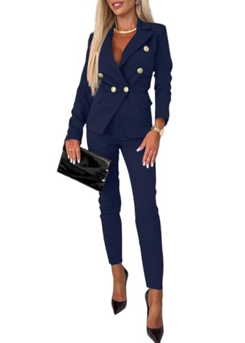 shownicer Damen Hosenanzug Elegant Business Anzug Set Revers Büro Langarm Anzugjacke Blazer Hose Zweiteiler Anzug 2-teilig Slim Fit Festlich Streetwear Damenanzug A Marine XS shownicer Damen Hosenanzug Elegant Business Anzug Set Revers Büro Langarm Anzugjacke Blazer Hose Zweiteiler Anzug 2-teilig Slim Fit Festlich Streetwear Damenanzug A Marine XS von shownicer