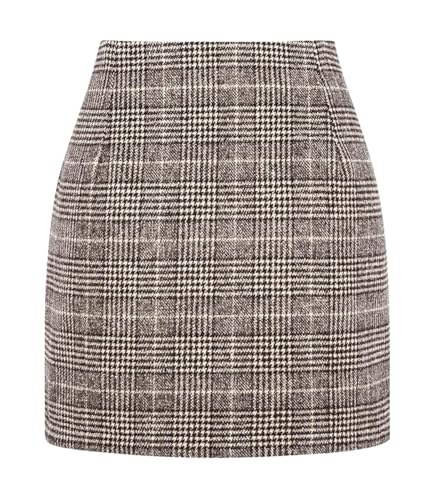 shownicer Damen Kariert Röcke Elegant Büro Rock Bleistift Figurbetont Minirock A Linie Hohe Taille Herbst Winter Vintage Bodycon Rock A Hellkaffee XL von shownicer